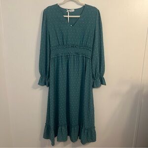 Chic Teal Long Sleeve Dress